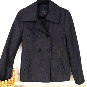 WOOL PEA COAT DARK GREY SZ SMALL Great Classic Coat